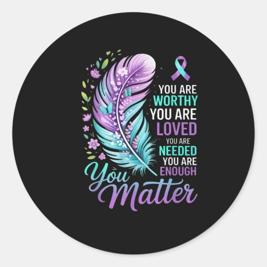 You Suicide Prevention Mental Health Awareness  Ronde Sticker (Voorkant)