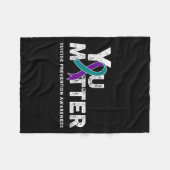 You Suicide Prevention Month Gift Teal Purple Ribb Fleece Deken (Voorkant (Horizontaal))