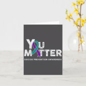 You Suicide Prevention Month Gift Teal Purple Ribb Kaart (Gele Bloem)