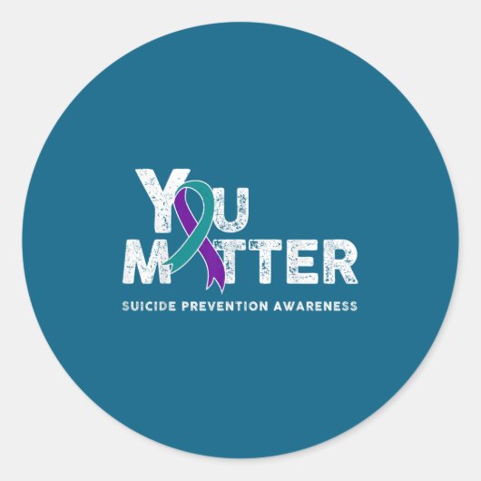 You Suicide Prevention Month Gift Teal Purple Ribb Ronde Sticker (Voorkant)
