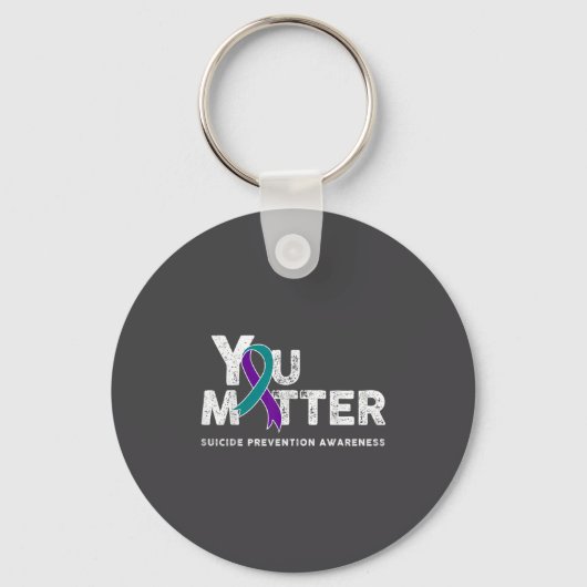 You Suicide Prevention Month Gift Teal Purple Ribb Sleutelhanger (Voorkant)