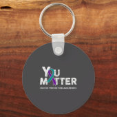 You Suicide Prevention Month Gift Teal Purple Ribb Sleutelhanger (Voorkant)