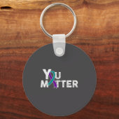 You Suicide Prevention Month Teal Purple Ribbon Gi Sleutelhanger (Voorkant)