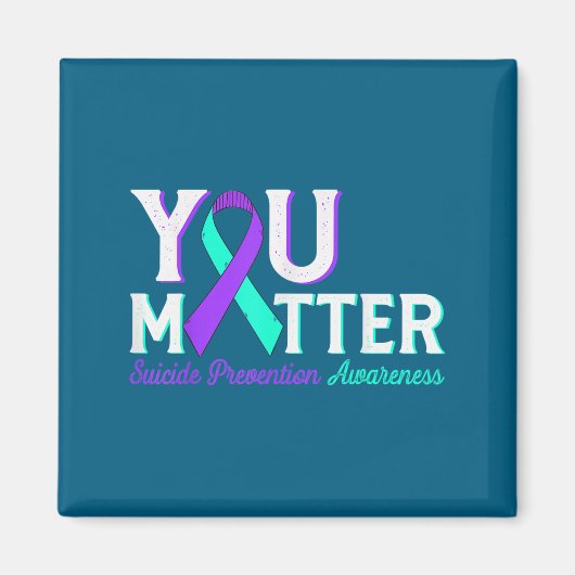You Suicide Prevention Teal &amp; Purple Awareness Magneet (Voorkant)