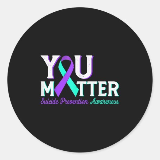 You Suicide Prevention Teal &amp; Purple Awareness Ronde Sticker (Voorkant)
