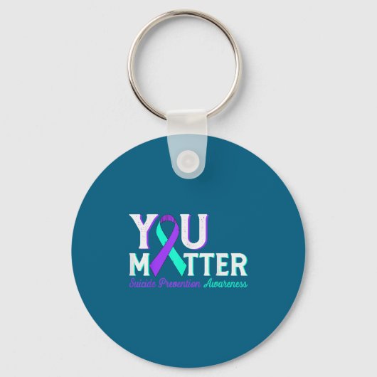 You Suicide Prevention Teal &amp; Purple Awareness Sleutelhanger (Voorkant)