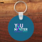 You Suicide Prevention Teal &amp; Purple Awareness Sleutelhanger (Voorkant)