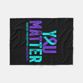 You - Suicide Prevention Teal Purple Awareness Rib Fleece Deken (Voorkant (Horizontaal))