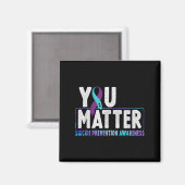 You - Suicide Prevention Teal Purple Awareness Rib Magneet (Voorkant / Achterkant)