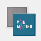 You - Suicide Prevention Teal Purple Awareness Rib Magneet (Voorkant / Achterkant)