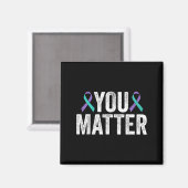 You - Suicide Prevention Teal Purple Awareness Rib Magneet (Voorkant / Achterkant)