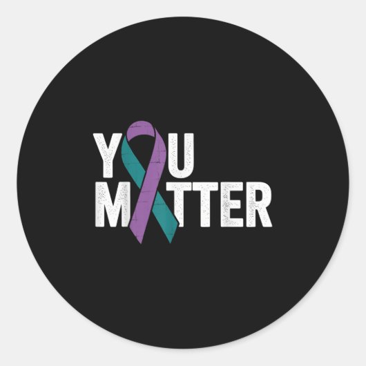 You - Suicide Prevention Teal Purple Awareness Rib Ronde Sticker (Voorkant)