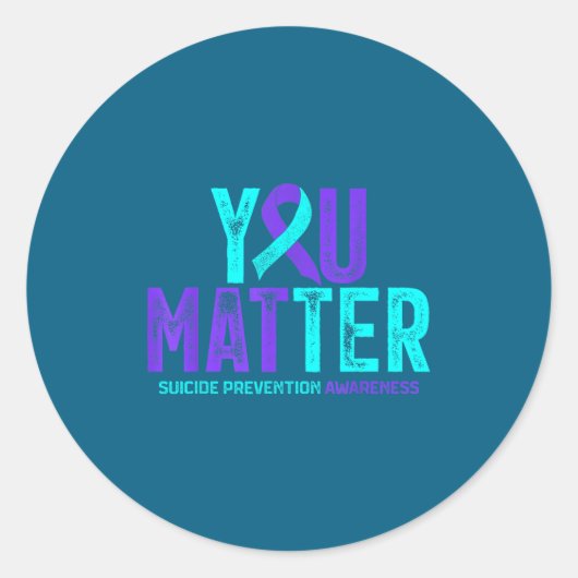 You - Suicide Prevention Teal Purple Awareness Rib Ronde Sticker (Voorkant)