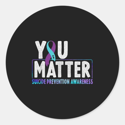 You - Suicide Prevention Teal Purple Awareness Rib Ronde Sticker (Voorkant)