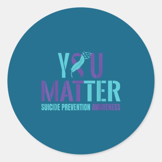 You - Suicide Prevention Teal Purple Awareness Rib Ronde Sticker (Voorkant)