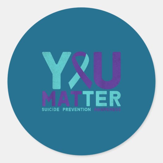 You - Suicide Prevention Teal Purple Awareness Rib Ronde Sticker (Voorkant)