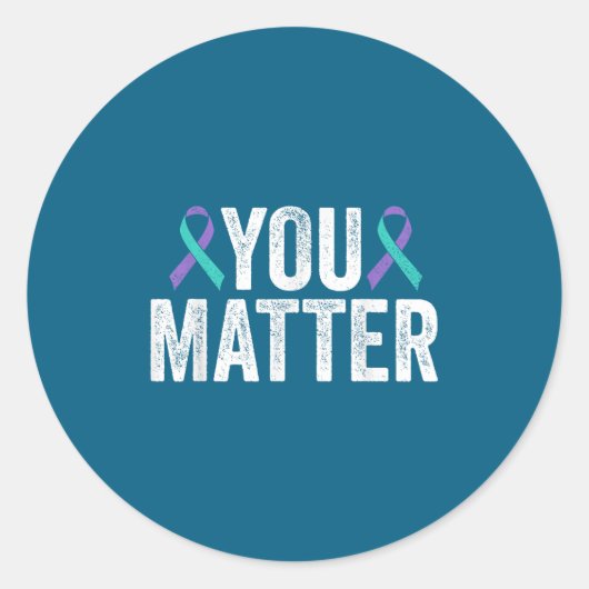 You - Suicide Prevention Teal Purple Awareness Rib Ronde Sticker (Voorkant)