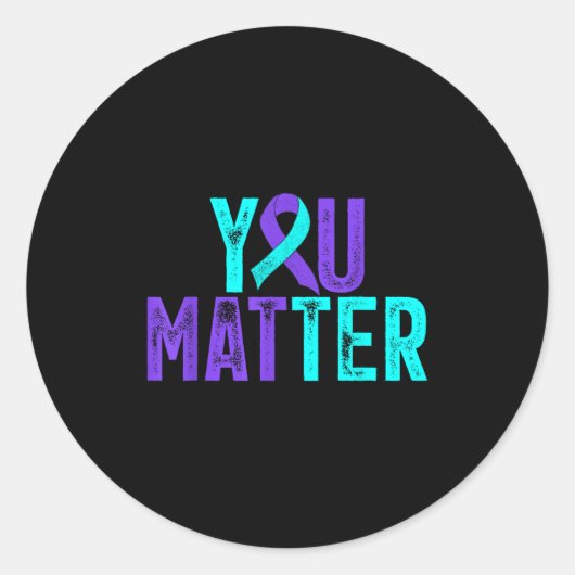 You - Suicide Prevention Teal Purple Awareness Rib Ronde Sticker (Voorkant)