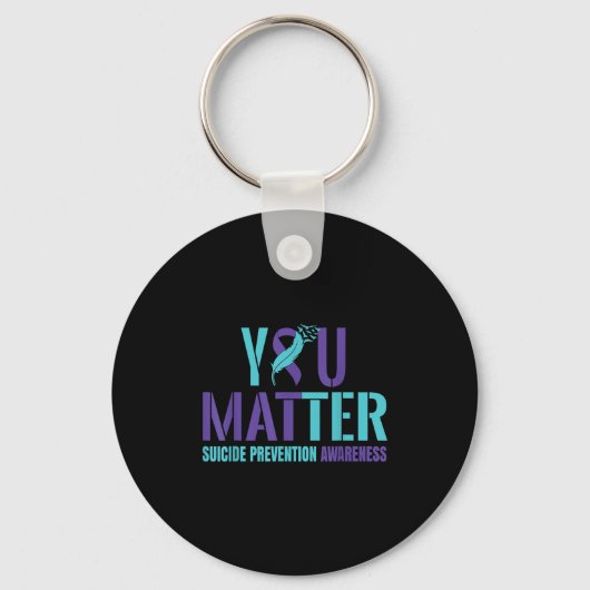 You - Suicide Prevention Teal Purple Awareness Rib Sleutelhanger (Voorkant)