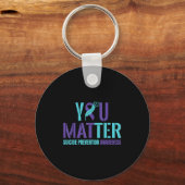 You - Suicide Prevention Teal Purple Awareness Rib Sleutelhanger (Voorkant)