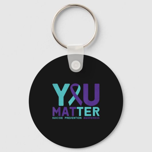 You - Suicide Prevention Teal Purple Awareness Rib Sleutelhanger (Voorkant)