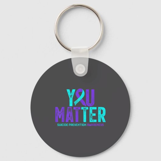 You - Suicide Prevention Teal Purple Awareness Rib Sleutelhanger (Voorkant)