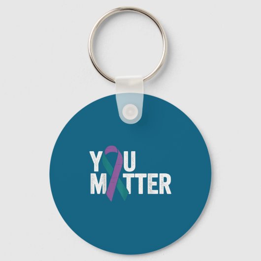 You - Suicide Prevention Teal Purple Awareness Rib Sleutelhanger (Voorkant)