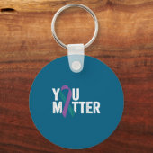 You - Suicide Prevention Teal Purple Awareness Rib Sleutelhanger (Voorkant)