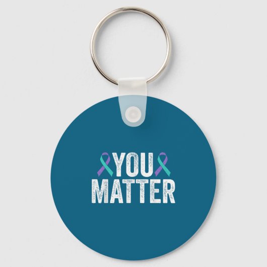 You - Suicide Prevention Teal Purple Awareness Rib Sleutelhanger (Voorkant)