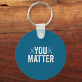 You - Suicide Prevention Teal Purple Awareness Rib Sleutelhanger (Voorkant)
