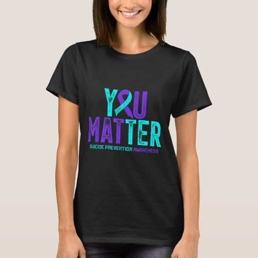 You - Suicide Prevention Teal Purple Awareness Rib T-shirt (Voorkant)
