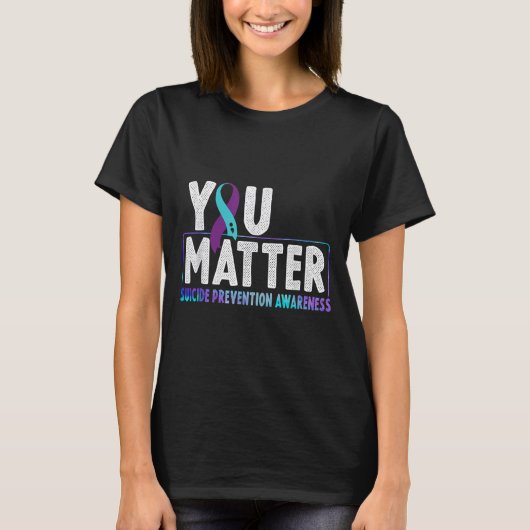 You - Suicide Prevention Teal Purple Awareness Rib T-shirt (Voorkant)