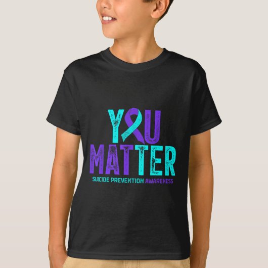 You - Suicide Prevention Teal Purple Awareness Rib T-shirt (Voorkant)