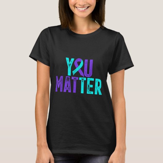 You - Suicide Prevention Teal Purple Awareness Rib T-shirt (Voorkant)