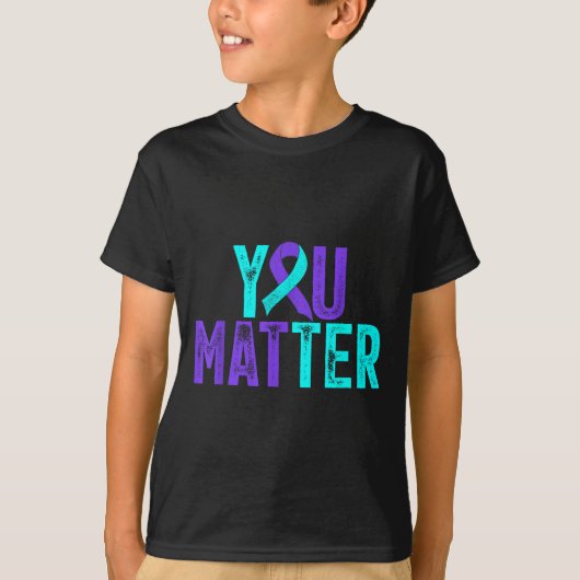 You - Suicide Prevention Teal Purple Awareness Rib T-shirt (Voorkant)