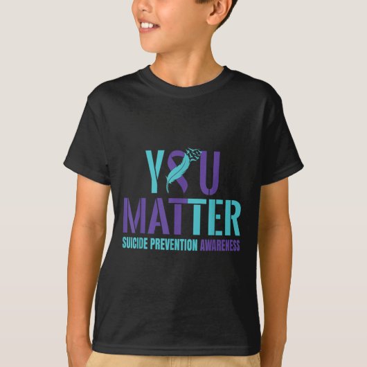 You - Suicide Prevention Teal Purple Awareness Rib T-shirt (Voorkant)
