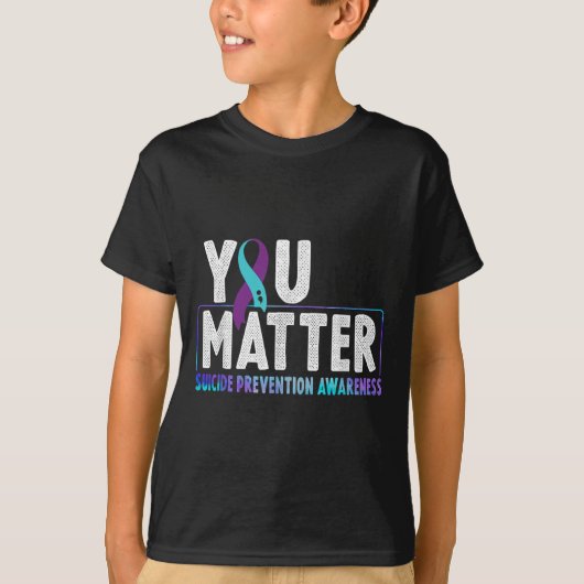 You - Suicide Prevention Teal Purple Awareness Rib T-shirt (Voorkant)