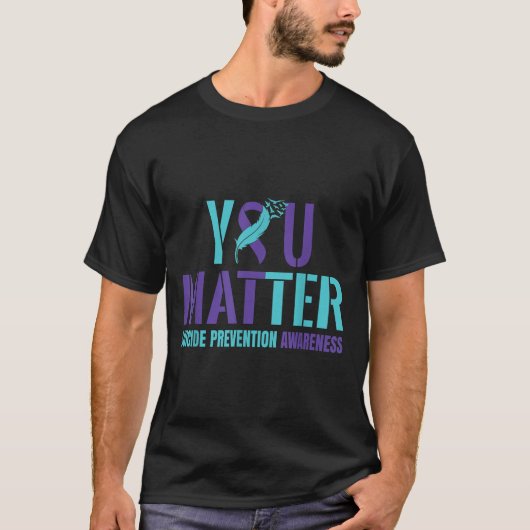 You - Suicide Prevention Teal Purple Awareness Rib T-shirt (Voorkant)