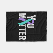 You Suicide Prevention Teal Purple Awareness Ribbo Fleece Deken (Voorkant (Horizontaal))