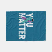 You Suicide Prevention Teal Purple Awareness Ribbo Fleece Deken (Voorkant (Horizontaal))