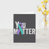 You Suicide Prevention Teal Purple Awareness Ribbo Kaart (Gele Bloem)