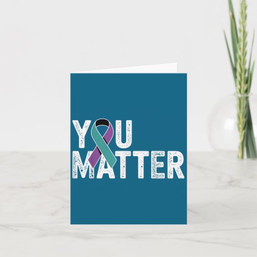 You Suicide Prevention Teal Purple Awareness Ribbo Kaart (Voorkant)
