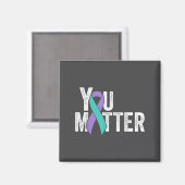 You Suicide Prevention Teal Purple Awareness Ribbo Magneet (Voorkant / Achterkant)
