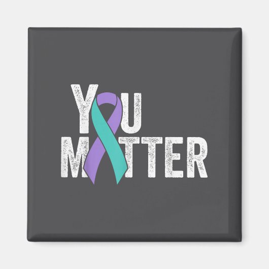 You Suicide Prevention Teal Purple Awareness Ribbo Magneet (Voorkant)