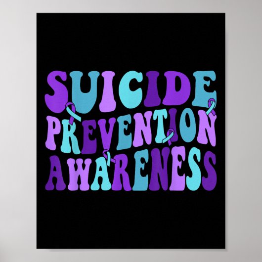You Suicide Prevention Teal Purple Awareness Ribbo Poster (Voorkant)