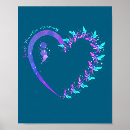 You Suicide Prevention Teal Purple Awareness Ribbo Poster (Voorkant)