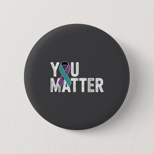 You Suicide Prevention Teal Purple Awareness Ribbo Ronde Button 5,7 Cm (Voorkant)