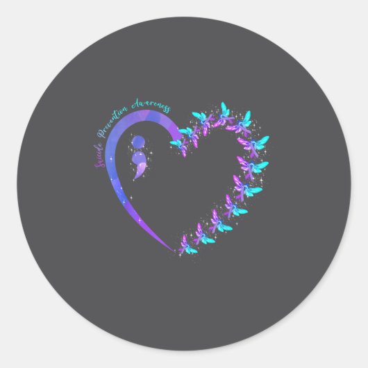 You Suicide Prevention Teal Purple Awareness Ribbo Ronde Sticker (Voorkant)