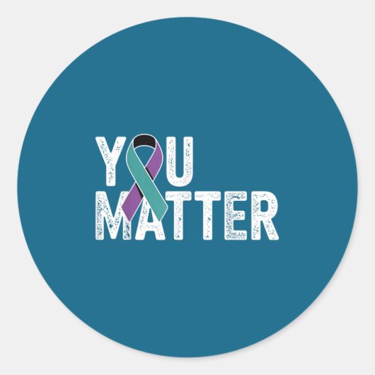 You Suicide Prevention Teal Purple Awareness Ribbo Ronde Sticker (Voorkant)
