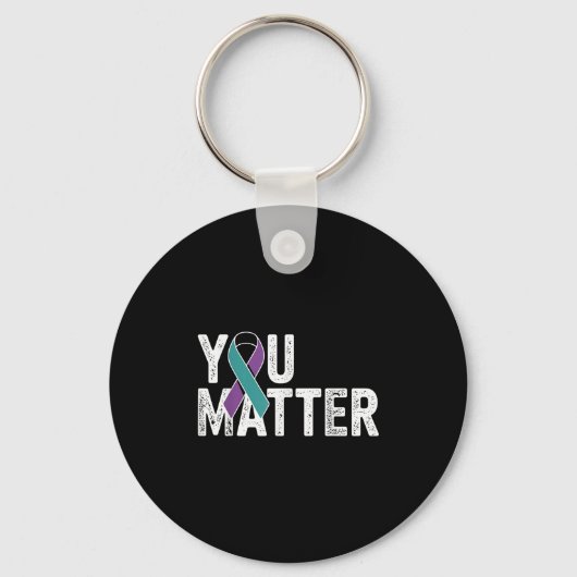 You Suicide Prevention Teal Purple Awareness Ribbo Sleutelhanger (Voorkant)